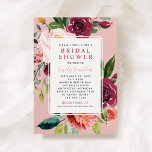 Rustic Burgundy Floral Pink Wedding Vrijgezellenfe Kaart<br><div class="desc">Deze elegante boho stijl bruiloft bridal doucheuitnodiging bevat een stijlvolle tekst die is omgeven door een stijlvolle waterverf in de zomer en herfst met rozen, dahlias, pony-bloemen en groen in een prachtig palet van wogoerrood, goudgeel, perzikachtig sinaasappel, wazige roze en groene tinten. Pas de douanetekst met de de naam, de...</div>