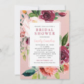 Rustic Burgundy Floral Pink Wedding Vrijgezellenfe Kaart (Voorkant)