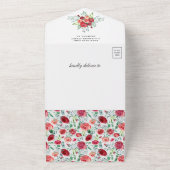 Rustic Burgundy Floral Pumpkin Baby shower All In One Uitnodiging (Buitenkant)