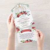 Rustic Burgundy Floral Pumpkin Baby shower All In One Uitnodiging (Afscheurbaar)