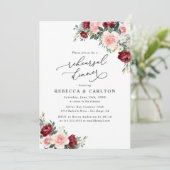 Rustic Burgundy Floral repesal Dinner Invitation Kaart (Staand voorkant)