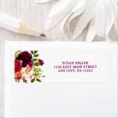 Rustic Burgundy Floral return address label 3979 (Insitu)