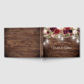 Rustic Burgundy Floral String Lights Wedding Gastenboek (Volledig)