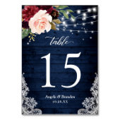 Rustic Burgundy Floral String Lights Wedding Kaart (Voorkant)