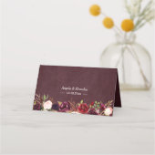 Rustic Burgundy Floral String Lights Wedding Plaatskaartje (Achterkant)