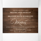 Rustic Burgundy Floral Tri-Fold Wedding Invitation Drieluik Programma (Binnenkant midden)
