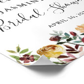 Rustic Burgundy Floral Vrijgezellenfeest Sign Poster (Hoek)