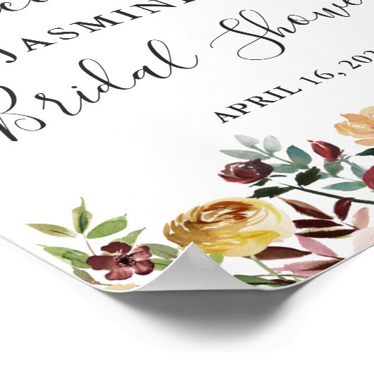 Rustic Burgundy Floral Vrijgezellenfeest Sign Poster (Hoek)