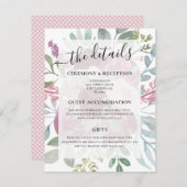 Rustic Burgundy Floral Waterverf bruiloft - Gegeve Informatiekaartje (Voorkant / Achterkant)