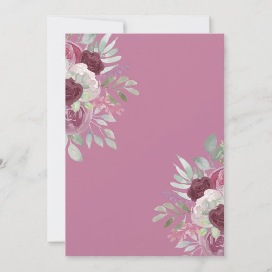 Rustic Burgundy Floral Waterverf Vrijgezellenfeest Kaart (Achterkant)