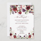 Rustic Burgundy Floral Waterverf Weddenschap Kaart (Voorkant)