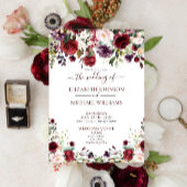 Rustic Burgundy Floral Waterverf Weddenschap Kaart