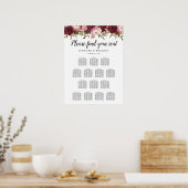 Rustic Burgundy Floral Wedding 14 Tabelgrafiek Poster (Keuken)