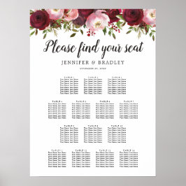 Rustic Burgundy Floral Wedding 14 Tabelgrafiek Poster