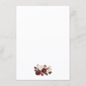 Rustic Burgundy Floral Wedding Info Card Informatiekaartje (Achterkant)