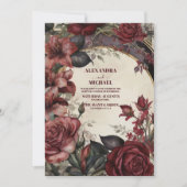 Rustic Burgundy Floral Wedding Kaart (Voorkant)