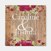 Rustic Burgundy Floral Wedding Magneet (Voorkant)