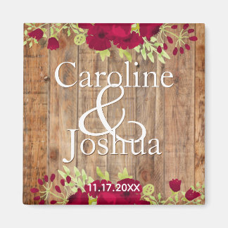 Rustic Burgundy Floral Wedding Magneet