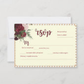 Rustic Burgundy Floral Wedding RSVP Response Card Kaartje (Voorkant)
