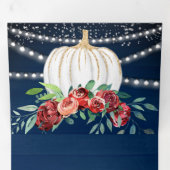 Rustic Burgundy Floral White Pumpkin Navy Wedding Drieluik Uitnodiging (Binnenzijde eerst)