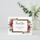 Rustic Burgundy Floral Winter Weddenschap Briefkaart