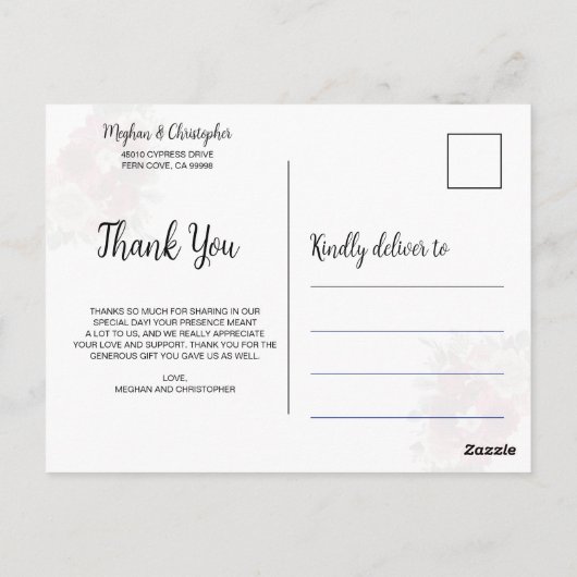 Rustic Burgundy Floral Winter Weddenschap Briefkaart (Achterkant)