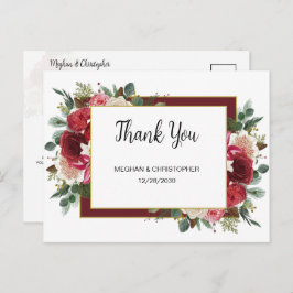 Rustic Burgundy Floral Winter Weddenschap Briefkaart