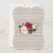 Rustic Burgundy Floral Wood Handwriting Weddenscha Kaart (Achterkant)