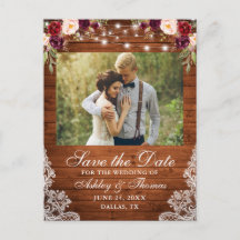 Rustic Burgundy Floral Wood Lights Foto