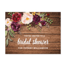 Rustic Burgundy Floral Wood Vrijgezellenfeest