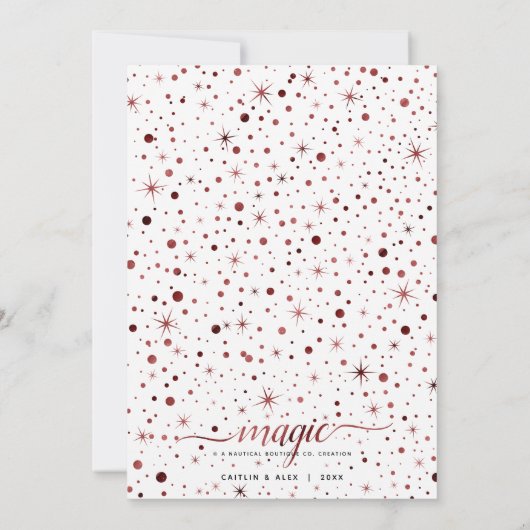 Rustic Burgundy Galaxy Magic, Merriment & Miracles Feestdagenkaart (Achterkant)