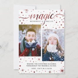 Rustic Burgundy Galaxy Magic, Merriment & Miracles Feestdagenkaart