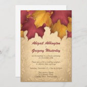 Rustic Burgundy Gold Autumn Reception Invitations Kaart (Voorkant / Achterkant)