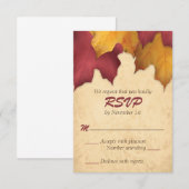 Rustic Burgundy Gold Autumn RSVP-kaarten RSVP Kaartje (Voorkant / Achterkant)