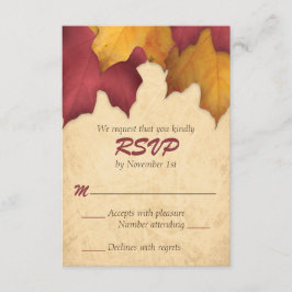 Rustic Burgundy Gold Autumn RSVP-kaarten RSVP Kaartje