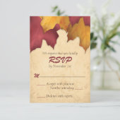 Rustic Burgundy Gold Autumn RSVP-kaarten RSVP Kaartje (Staand voorkant)