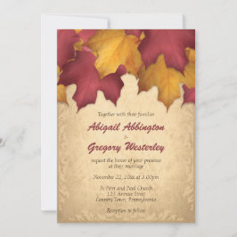 Rustic Burgundy Gold Autumn Wedding Invitations Kaart