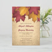 Rustic Burgundy Gold Autumn Wedding Invitations Kaart (Staand voorkant)