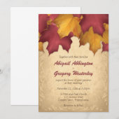 Rustic Burgundy Gold Autumn Wedding Invitations Kaart (Voorkant / Achterkant)