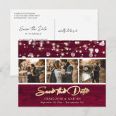 Rustic Burgundy Gold Wedding Photo Save the Date Aankondigingskaart (Voorkant / Achterkant)