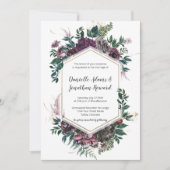 Rustic Burgundy Gray Geometric Floral Wedding Kaart (Voorkant)