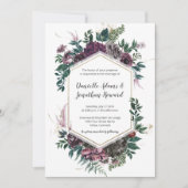 Rustic Burgundy Gray Geometric Floral Wedding Kaart (Voorkant)
