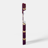 Rustic Burgundy Grunge Butterflies iPhone 14 Hoesj iPhone Hoesje (Linkerkant)