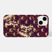 Rustic Burgundy Grunge Butterflies iPhone 14 Hoesj iPhone Hoesje (Achterkant horizontaal)