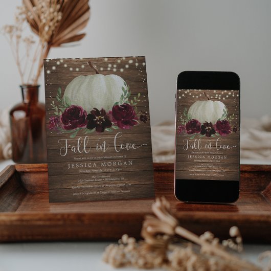 Rustic Burgundy Herfst in Love Vrijgezellenfeest I Kaart