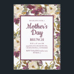 Rustic Burgundy Ivory Cream Floral Moederdag Kaart<br><div class="desc">Mooie,  bijtende bruine en ivoor/crème/witte waterverf florale Moederdag brunch-uitnodiging.</div>