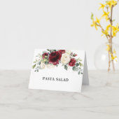 Rustic Burgundy Ivory Floral Wedding Food Tent  Kaart (Gele Bloem)