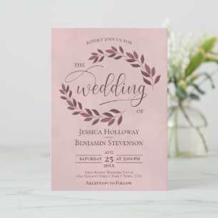 Rustic Burgundy Leaves Elegant Dusty Roos Wedding Kaart