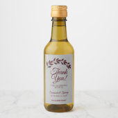 Rustic Burgundy Leaves Gray Weddenschap Hartelijk  Wijn Etiket (Voorkant)