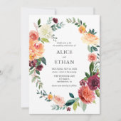 Rustic Burgundy Light Yellow Flowers Weddenschap Kaart (Voorkant)